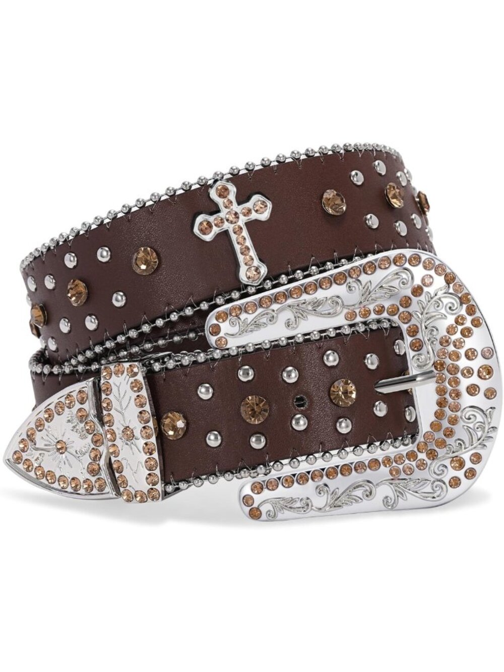 Sparkly Rhinestone Sequin Studded Belt for Men & Women - Western Cowboy Style
